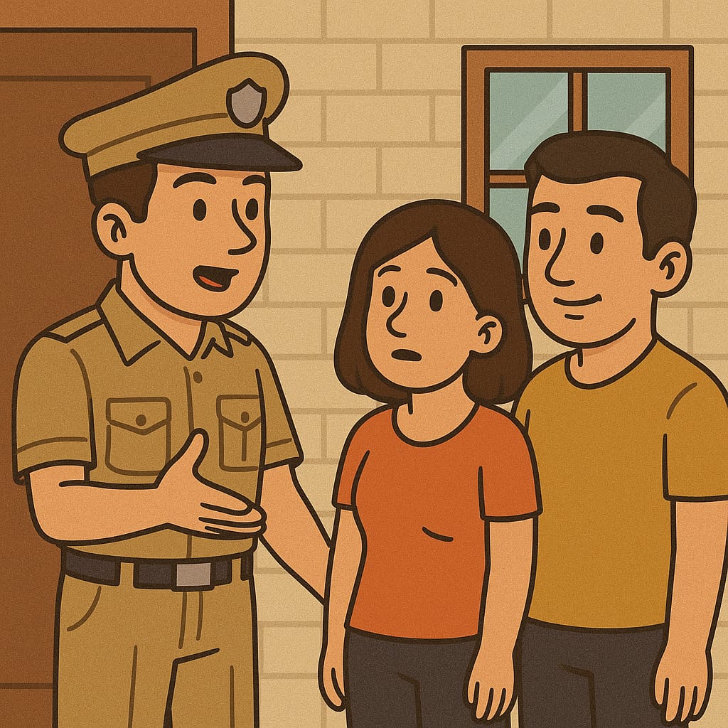 Police interacting with citizen