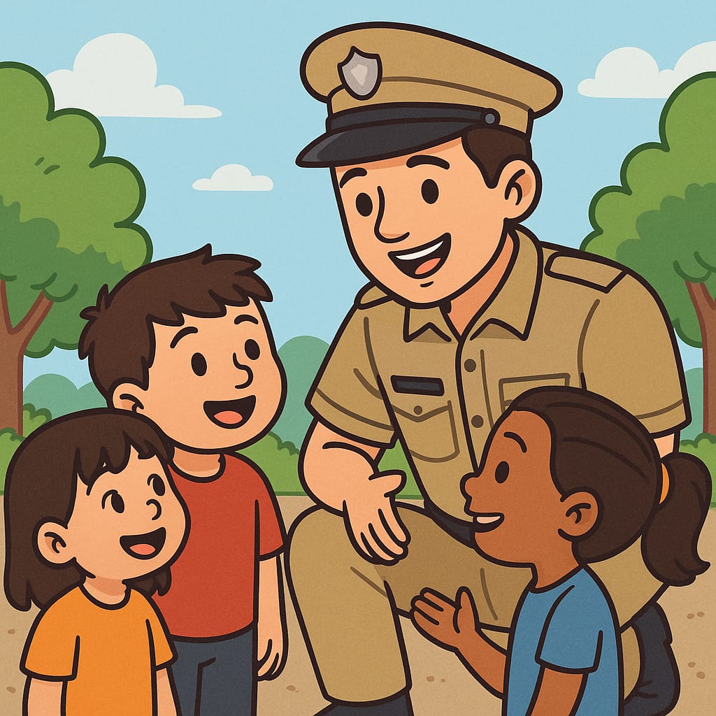Police interacting with children
